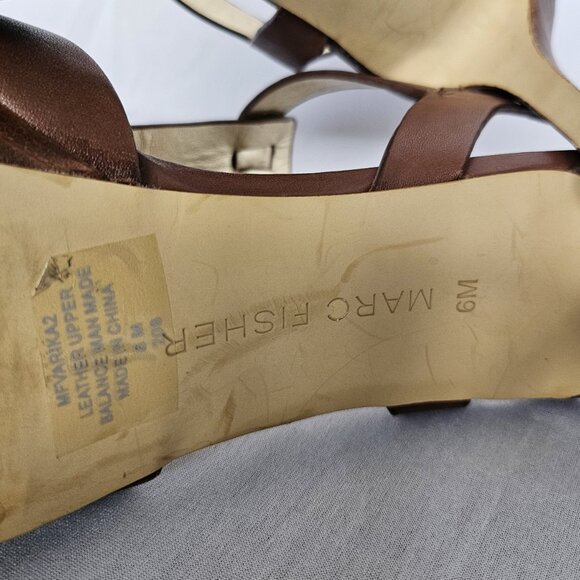 MARC FISHER Brown Stiletto Heels with Gold Accents, Women's Size 6M - Picture 9 of 11